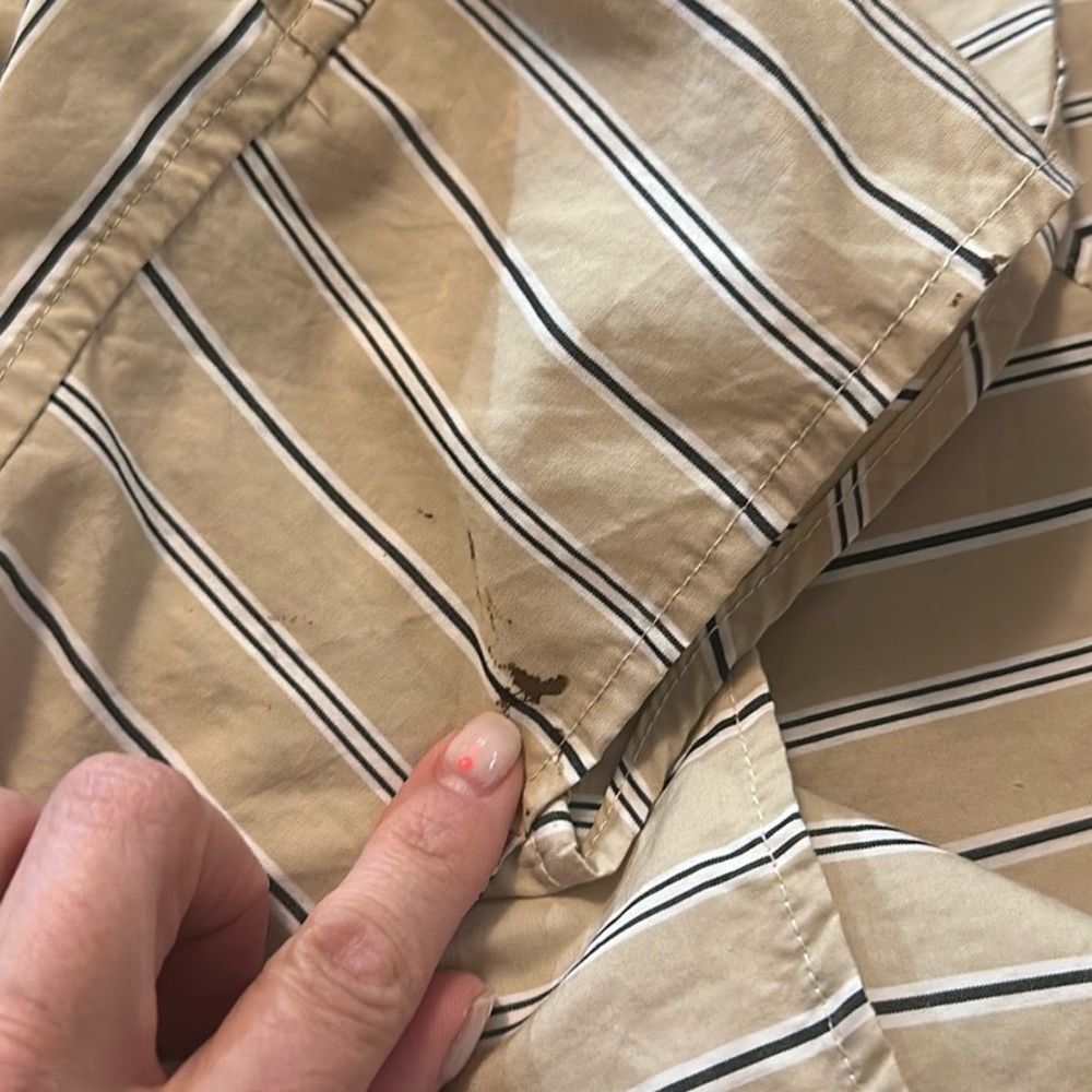 rag & bone Cream and Blue Striped Short-Sleeve Button-Down - Picture 7 of 7